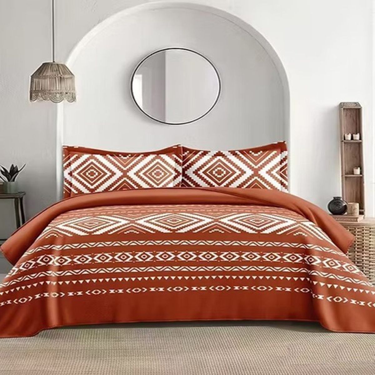 GENERICO - CUBRECAMA QUILT DE VERANO DISEÑO CLASICO TERRACOTA 1.5 PLAZA GS