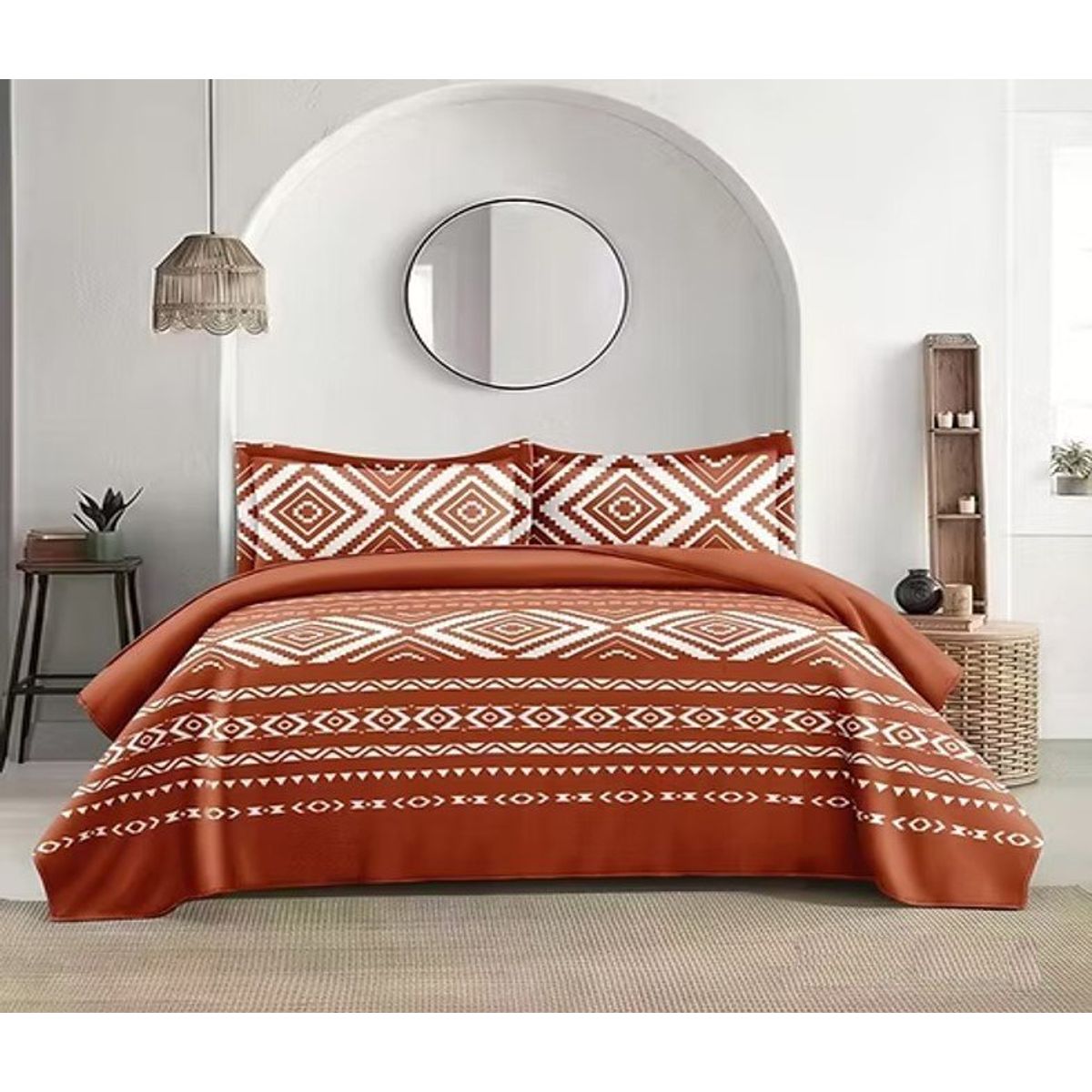GENERICO - CUBRECAMA QUILT DE VERANO DISEÑO CLASICO TERRACOTA 1.5 PLAZA GS