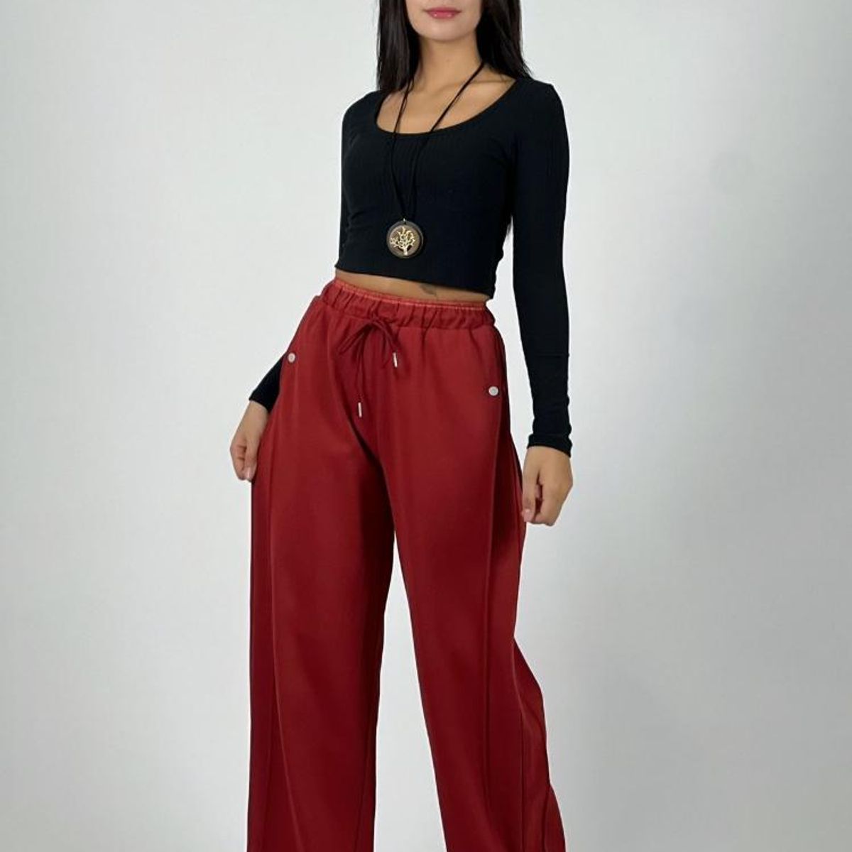 ENIGMATICA BOUTIQUE - Pantalón de Algodón Doble Pretina