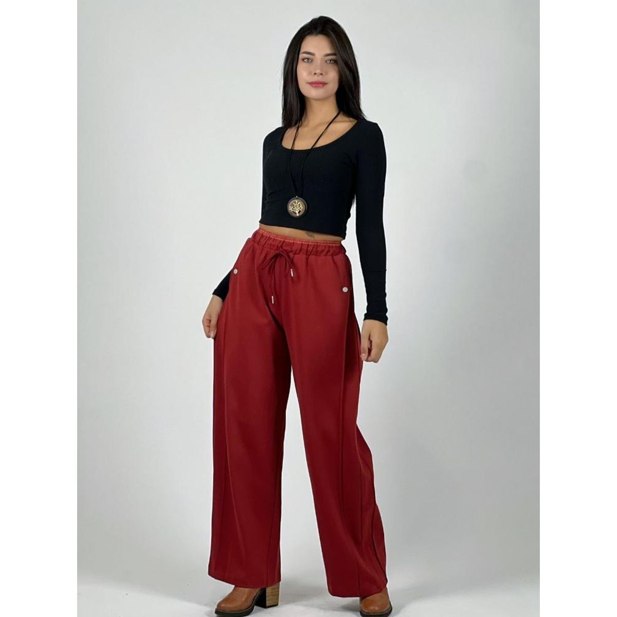 ENIGMATICA BOUTIQUE - Pantalón de Algodón Doble Pretina