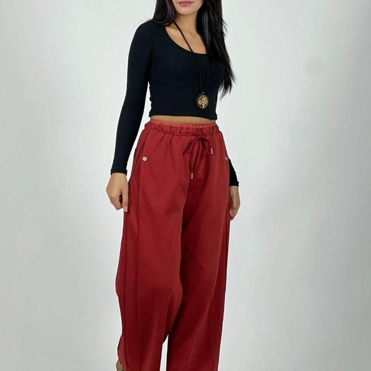 ENIGMATICA BOUTIQUE - Pantalón de Algodón Doble Pretina