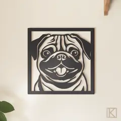 GENERICO - Cuadro Decorativo de Perro Pug 30x30 cm