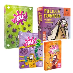 TRANJIS GAMES - PACK JUEGOS DE MESA VIRUS 1+2+HALOWEEN+LA POLILLA