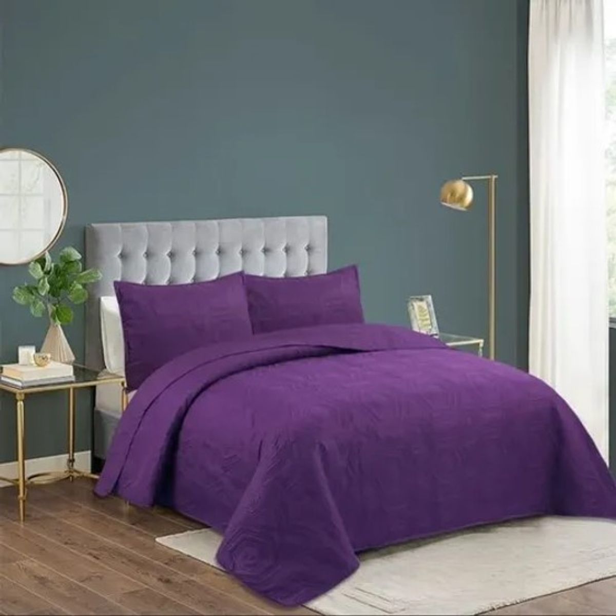 GENERICO - CUBRECAMA QUILT DE VERANO DISEÑO TEXTURIZADO UNICOLOR 1.5 PLAZA GS