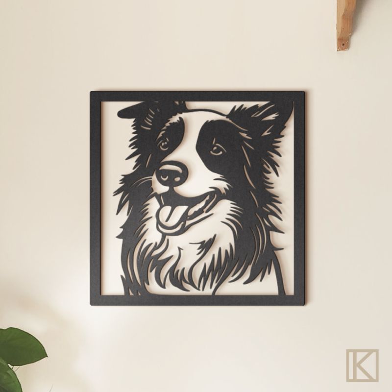 GENERICO - Cuadro Decorativo de Perro Border Collie 30x30 cm