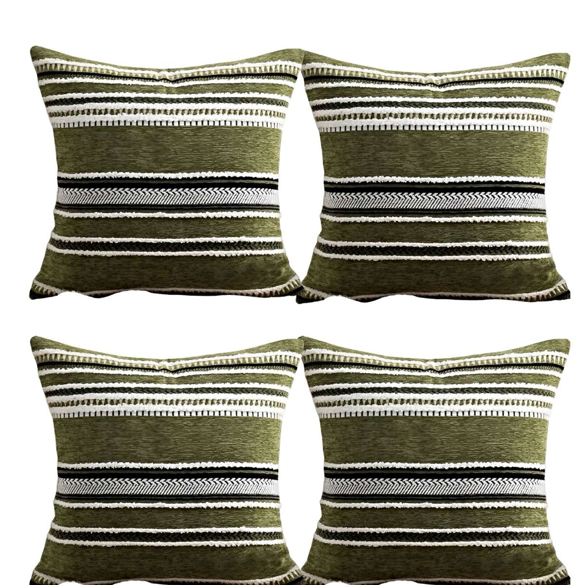 GENERICO - JUEGO DE 4 FUNDAS DE COJINES DISEÑO CHENILLE LINEAS MANDALA A1…