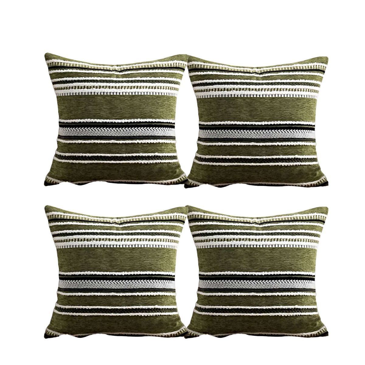 GENERICO - JUEGO DE 4 FUNDAS DE COJINES DISEÑO CHENILLE LINEAS MANDALA A1…
