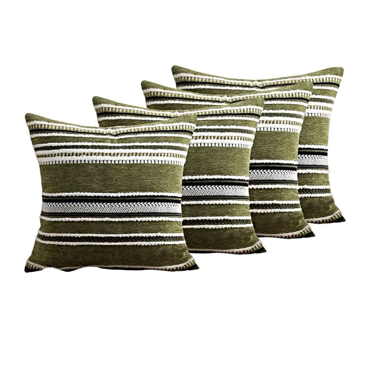 GENERICO - JUEGO DE 4 FUNDAS DE COJINES DISEÑO CHENILLE LINEAS MANDALA A1…