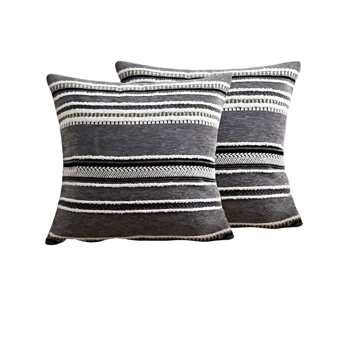 GENERICO - JUEGO DE 2 FUNDAS DE COJINES DISEÑO CHENILLE LINEAS MANDALA A1…