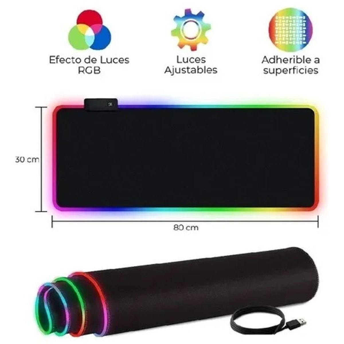 GENERICO - Mouse Pad Generico RGB XL FGD-02 (Negro, 80 × 30 cm)