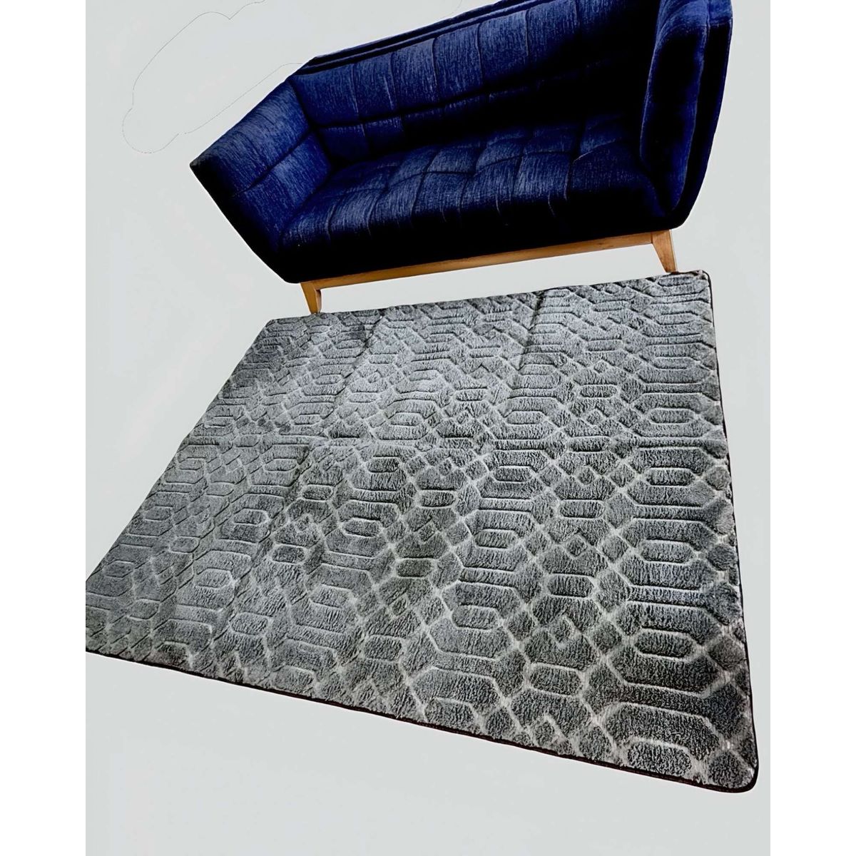 GENERICO - ALFOMBRA LIVING COMEDOR DISEÑO GEOMETRICO 160X200CM GRIS CLARO