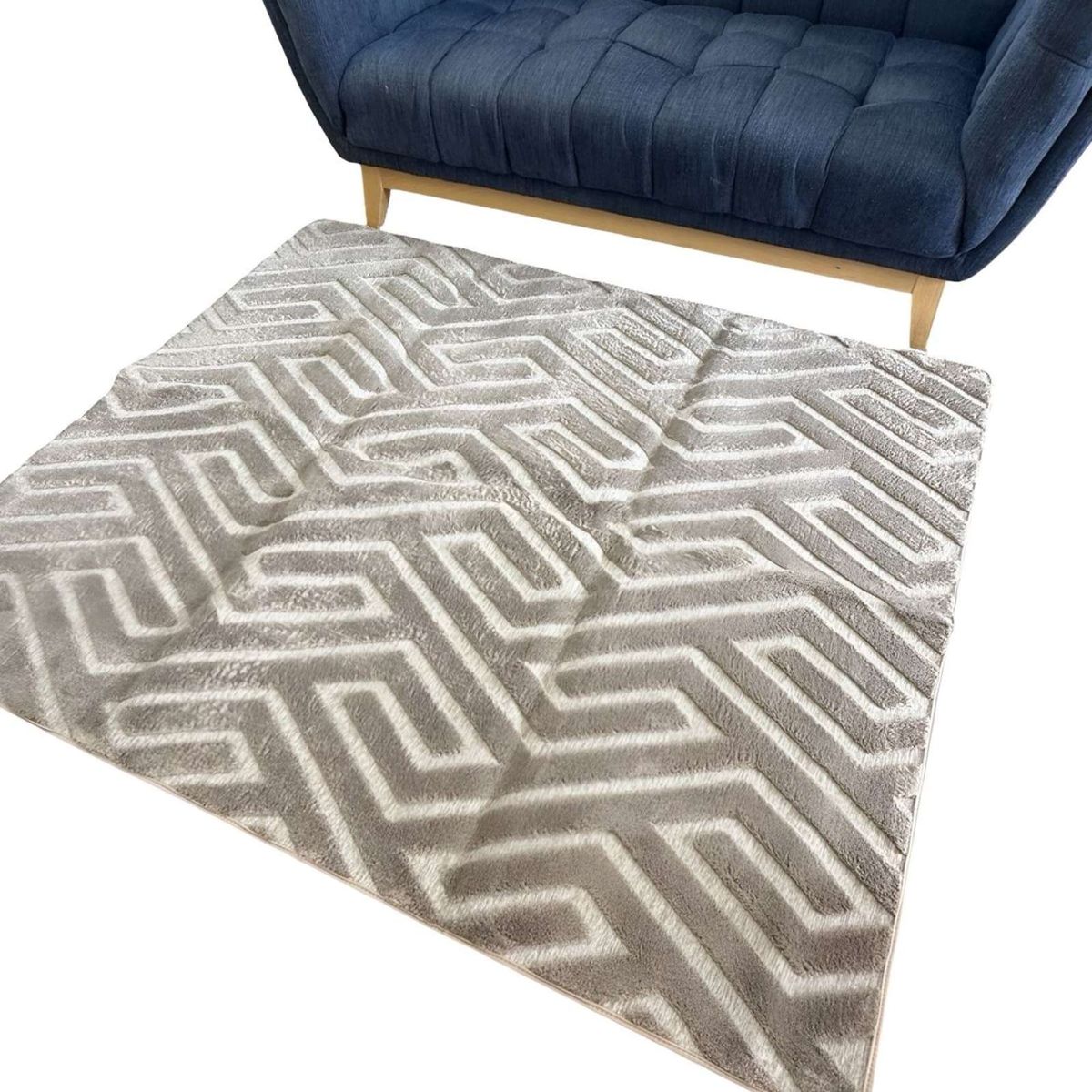 GENERICO - ALFOMBRA LIVING COMEDOR DISEÑO GEOMETRICO 160X200CM BEIGE OSCURO