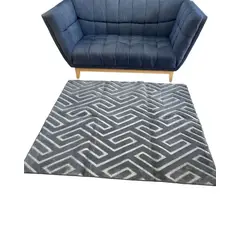 GENERICO - ALFOMBRA LIVING COMEDOR DISEÑO GEOMETRICO 160X200CM GRIS OSCURO