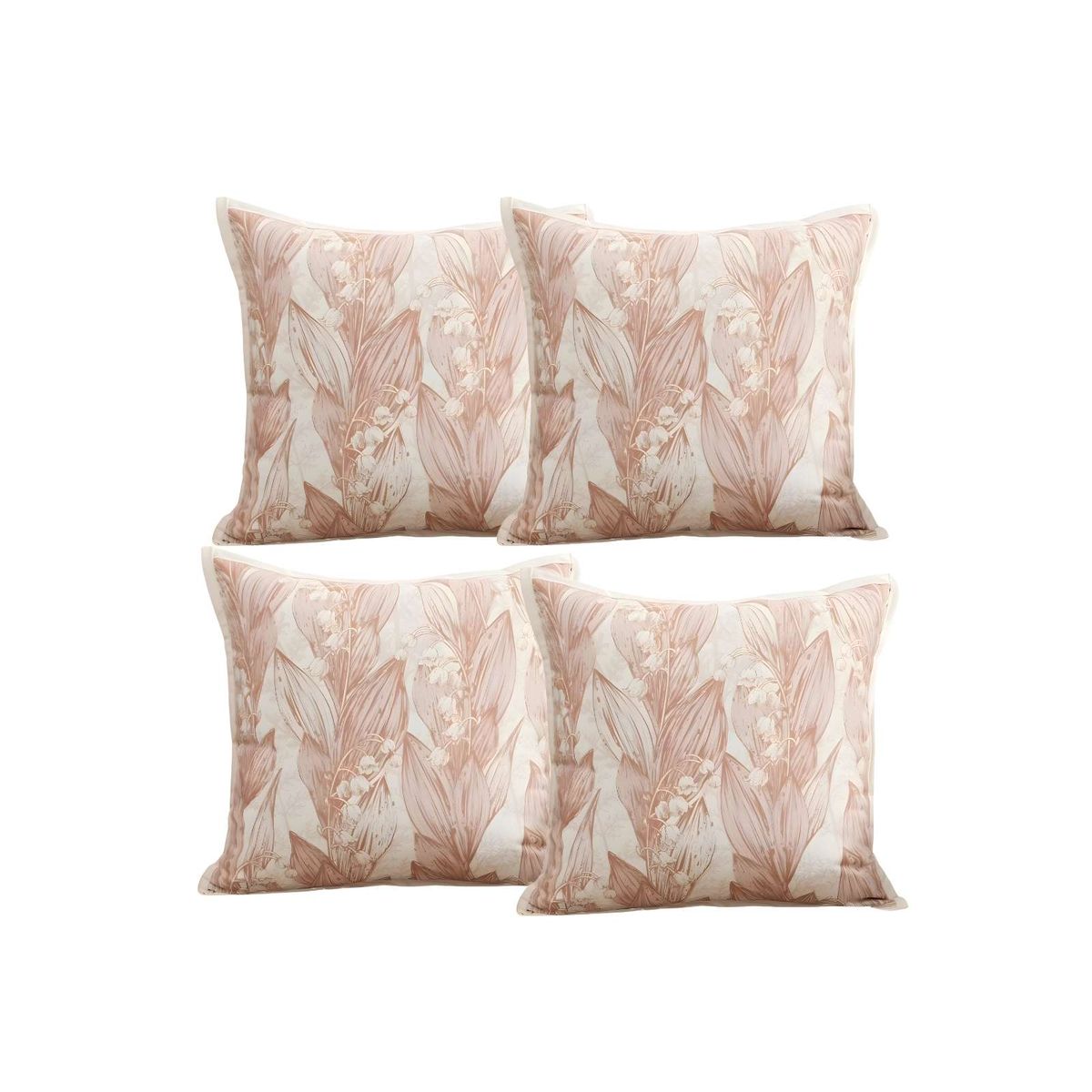 GENERICO - PACK DE 4 FUNDAS DE COJIN HOJA ROSA