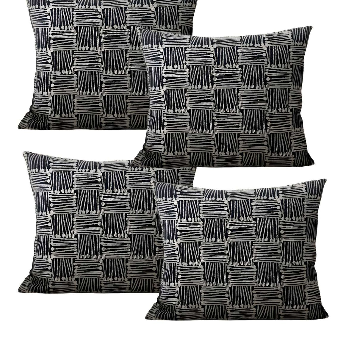 GENERICO - PACK DE 4 FUNDAS DE COJIN CUADROS NEGRO