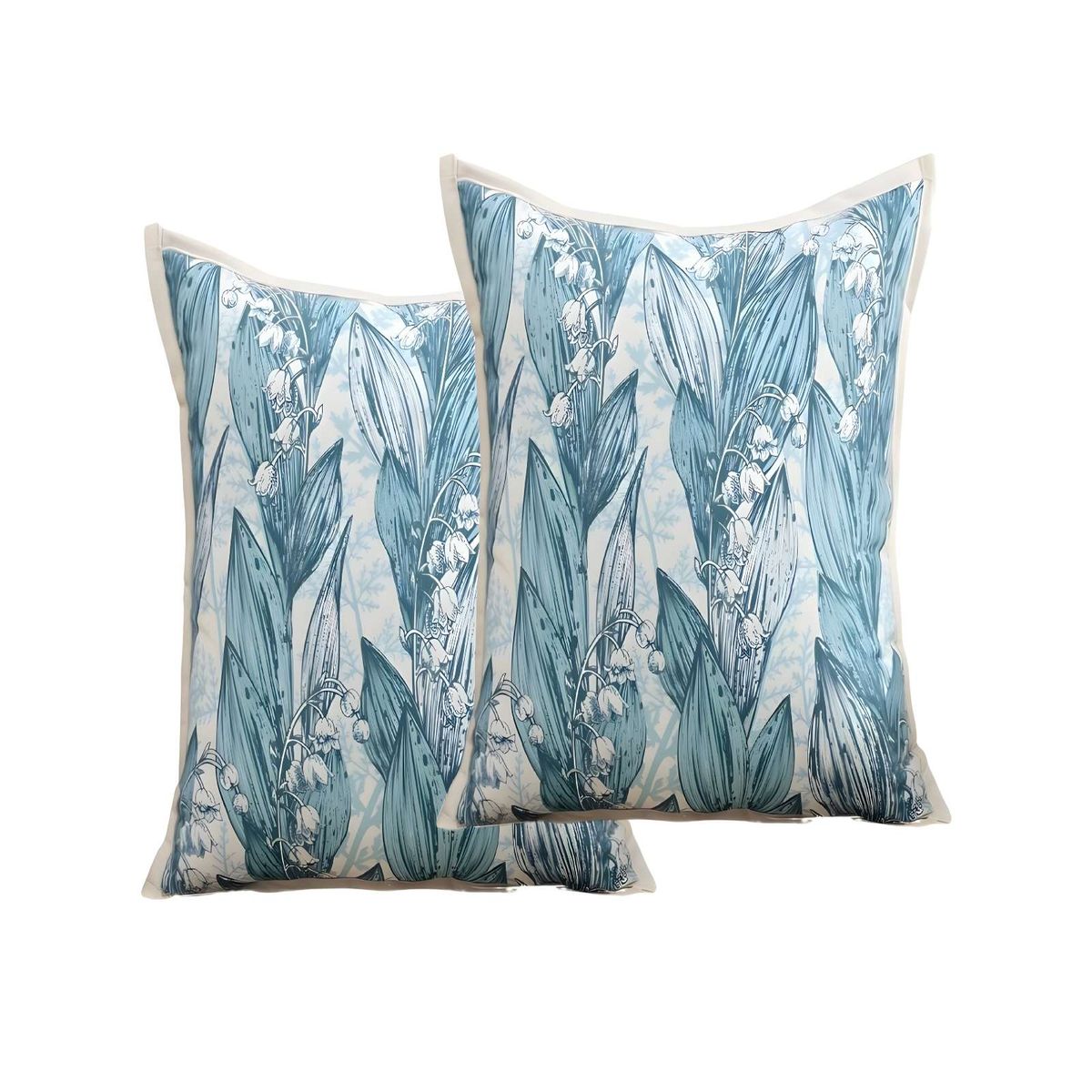 GENERICO - PACK DE 2 FUNDAS DE COJIN HOJA AZUL