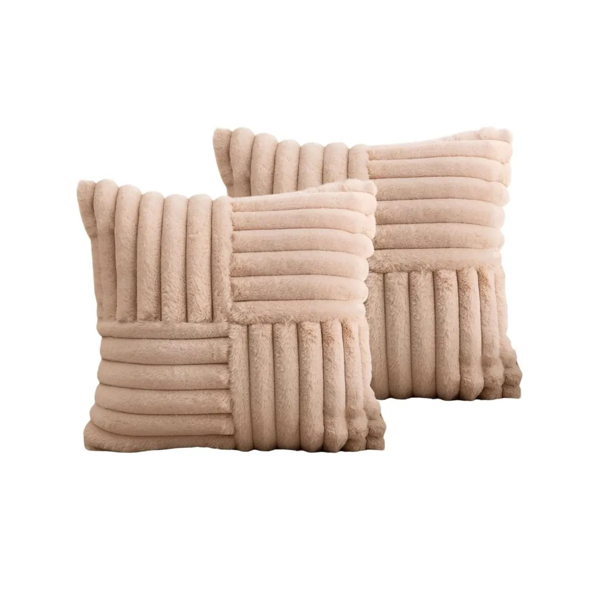 GENERICO - PACK DE 2 FUNDAS PELUDA EMPALMADA BEIGE