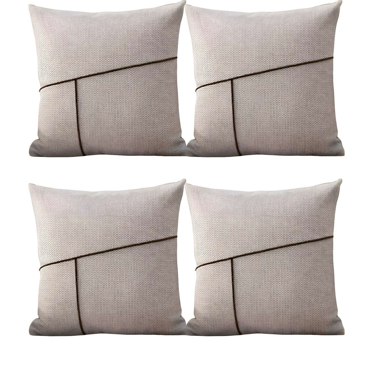 GENERICO - PACK DE 4 FUNDAS CHENILLE CON LINEAS GRIS