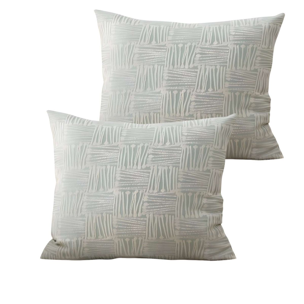 GENERICO - PACK DE 2 FUNDAS DE COJIN CUADROS CELESTE