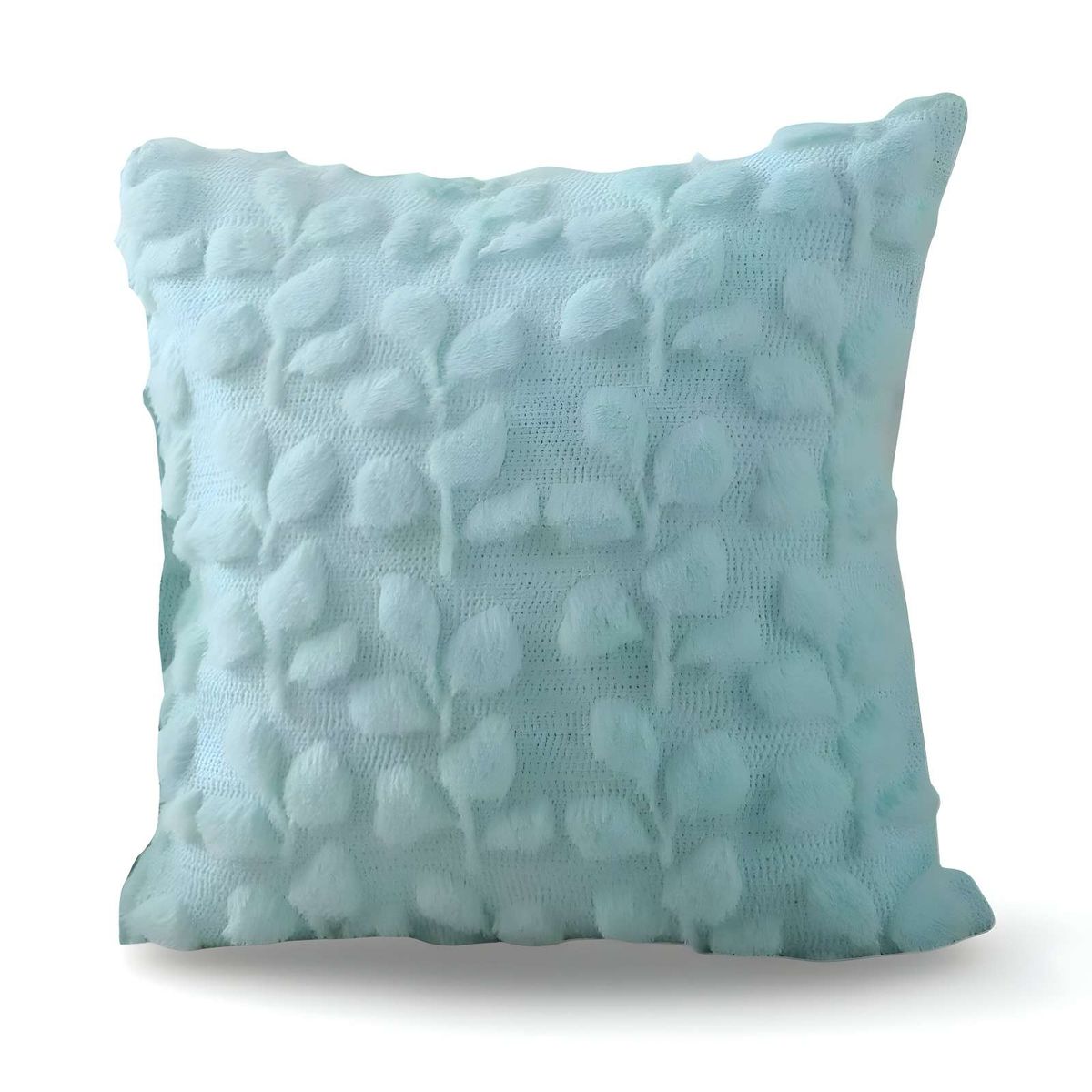 GENERICO - PACK DE 4 FUNDAS PELUDA DISEÑO HOJAS CELESTE