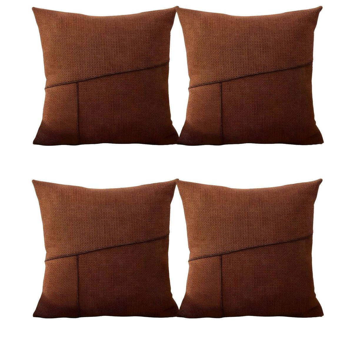 PACK DE 4 FUNDAS CHENILLE CON LINEAS CAFÉ, marca GENERICO - Foto 2