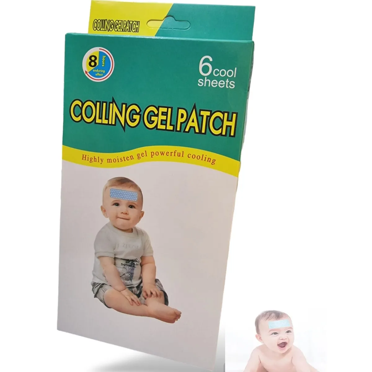 GENERICO - 6 Parches Gel frio Ayuda a bajar la fiebre y dolores de cabeza