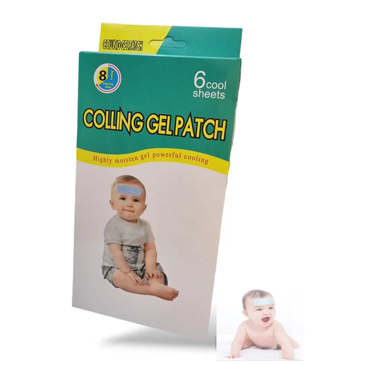 GENERICO - 6 Parches Gel frio Ayuda a bajar la fiebre y dolores de cabeza