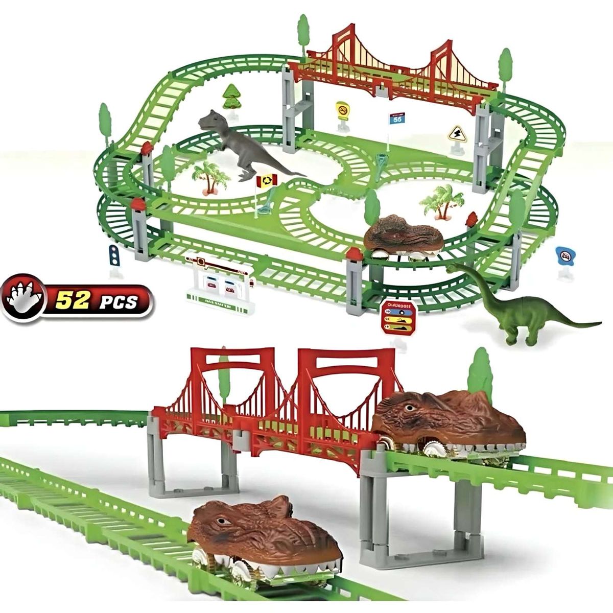 GENERICO - Juguete Pista Auto Dinosaurio 52 Piezas