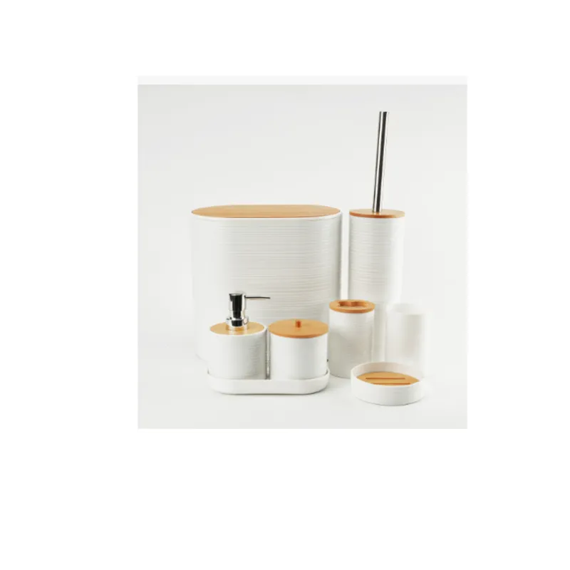 ANAIS - Set Juego De Baño 8 Piezas Bambú Lavado Y Almacenamiento