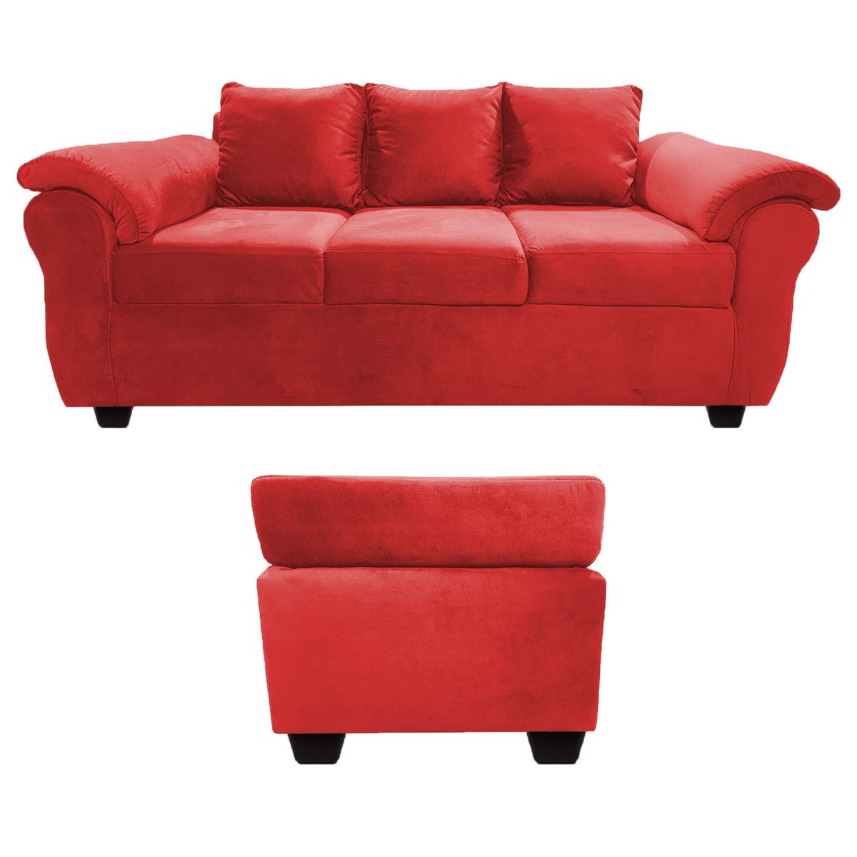 MUEBLES MPR - Sofá Ezeiza + 1 Pouf Felpa