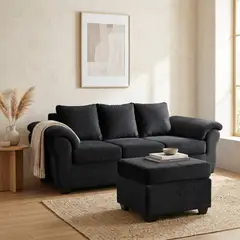 MUEBLES MPR - Sofá Ezeiza + 1 Pouf Felpa
