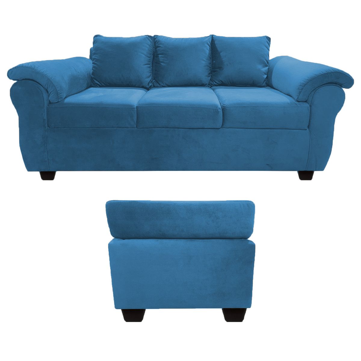 MUEBLES MPR - Sofá Ezeiza + 1 Pouf Felpa