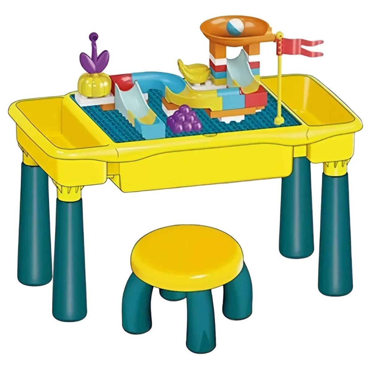 GENERICO - Mesa Para Bloques Con Silla + 45 Piezas