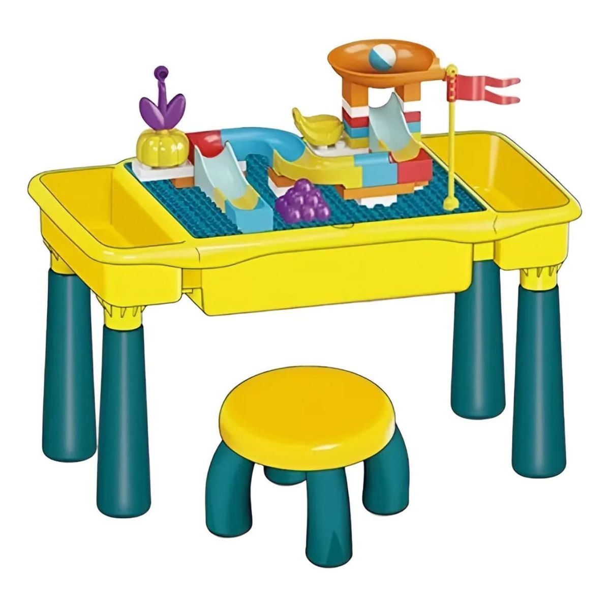 GENERICO - Mesa Para Bloques Con Silla + 45 Piezas