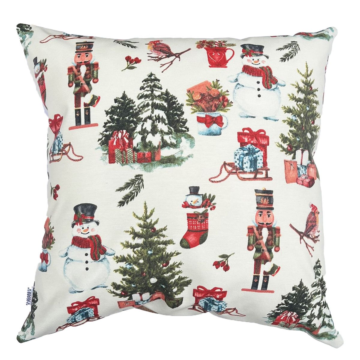 ELIZABETH PEPER - Funda Cojin Decorativo Diseño Navideño Blanco 45x45