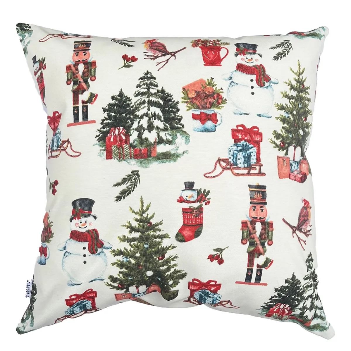 ELIZABETH PEPER - Cojin Decorativo Diseño Navideño Blanco 60x60 Relleno