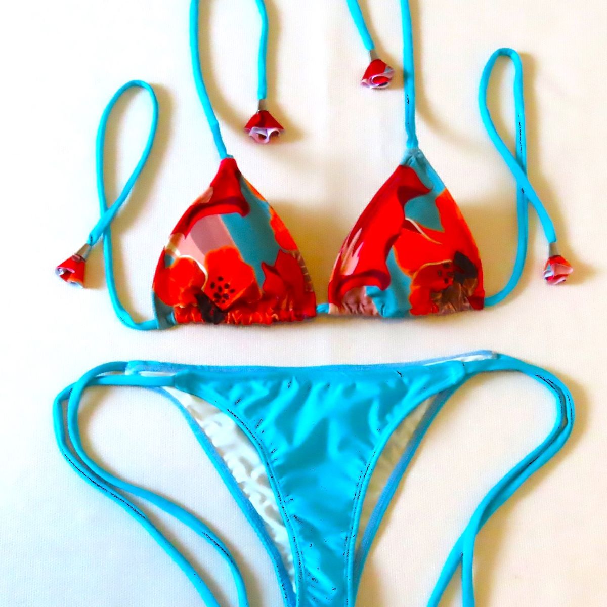 CREA PRINT - Traje de Baño Bikini  mod. CHOCOLATE Top Triángulo y Bottoms con tiras