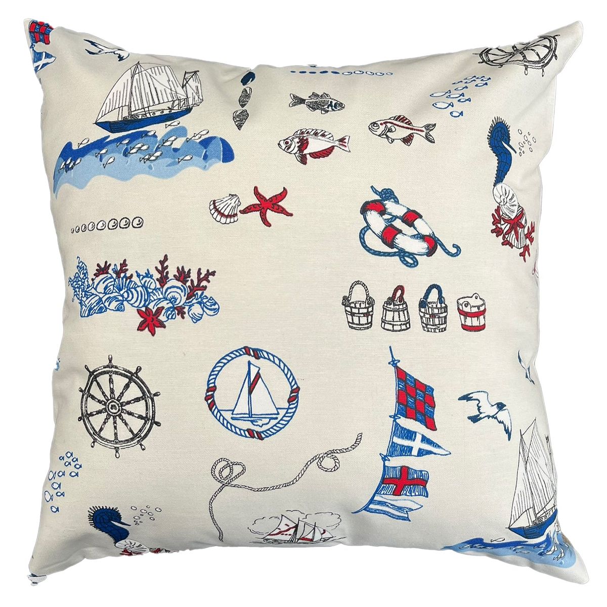 ELIZABETH PEPER - Funda Cojin Decorativo Diseño Marinero Azul 45x45