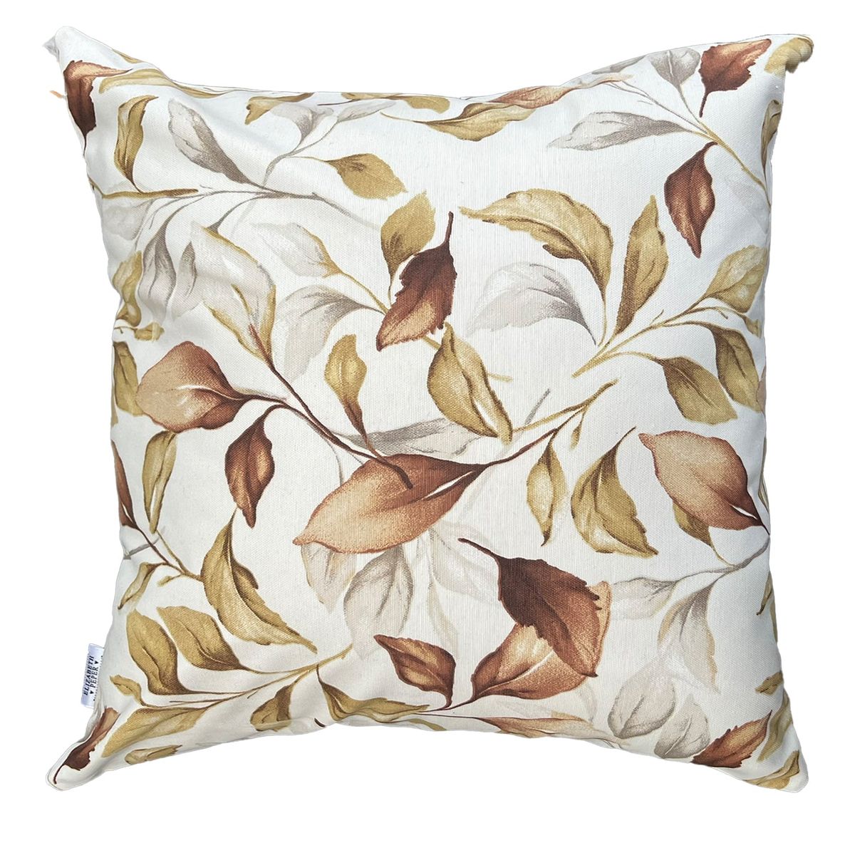 ELIZABETH PEPER - Cojin Decorativo Diseño Hojas Café 60x60 Relleno