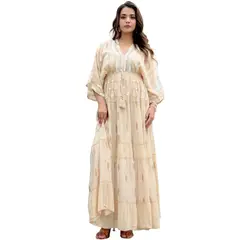 ETHNIX ART OF INDIA - Vestido Largo Estilo Hindú con Lurex Diseños y Modelos Exclusivos