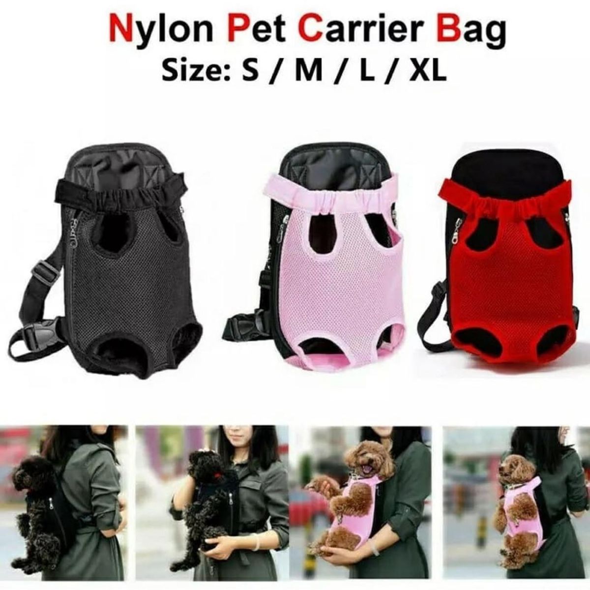 GENERICO - Bolso Transportador Para Mascota Pecho Espalda L Negro