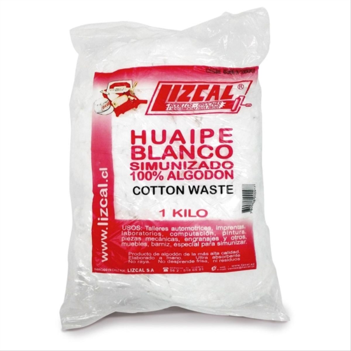 LIZCAL - Huaipe simunizado blanco 100% algodón 1 kg