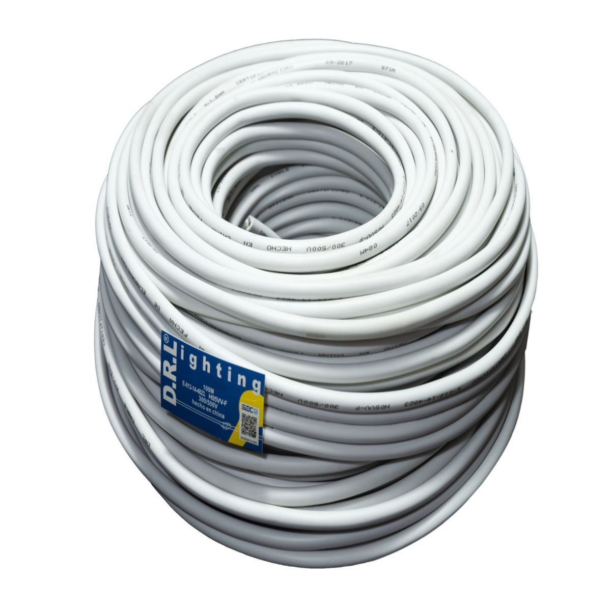 Cordon h05vv-f 2x1.5mm blanco 100mt, marca DRL - Foto Principal