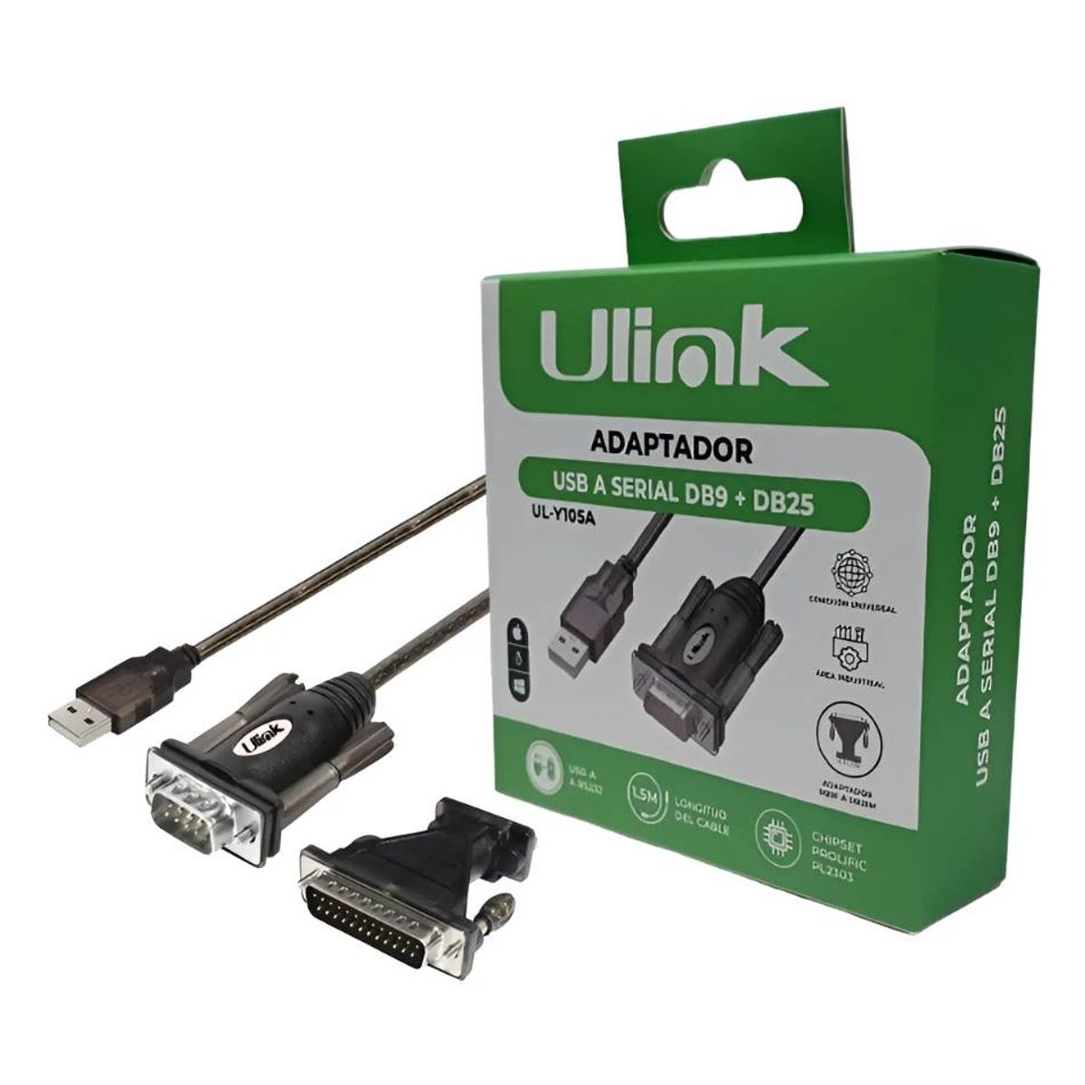 ULINK - Adaptador Cable Usb A Serial Rs232 Db9 Chip Prolific Calidad