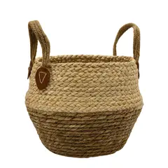 GENERICO - Macetero Cesto Maceta De Yute Tejida Plegable Con Asas M