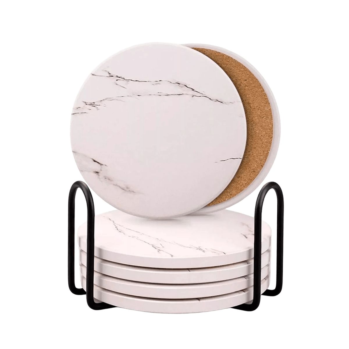 ATURE - Juego De 6 Posavasos De Cerámica Aislante Con Estante…