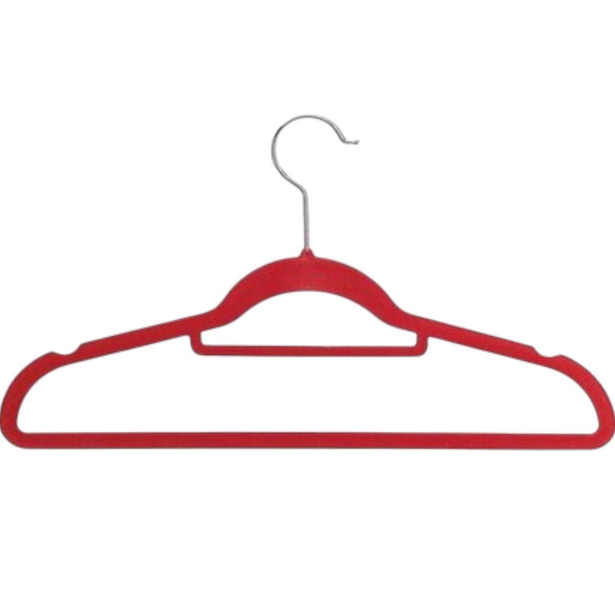 GENERICO - Pack 10 Colgadores de Terciopelo Antideslizantes Rojo Gms