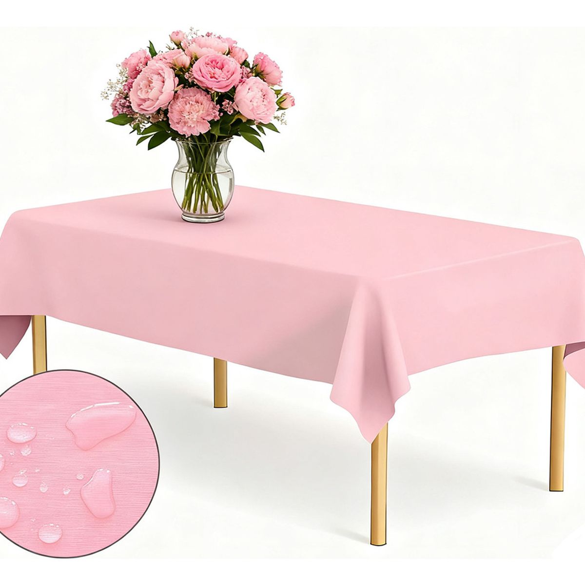 GENERICO - 2 Manteles Rectangular De Peva 137x274cm Para Fiesta-Rosa