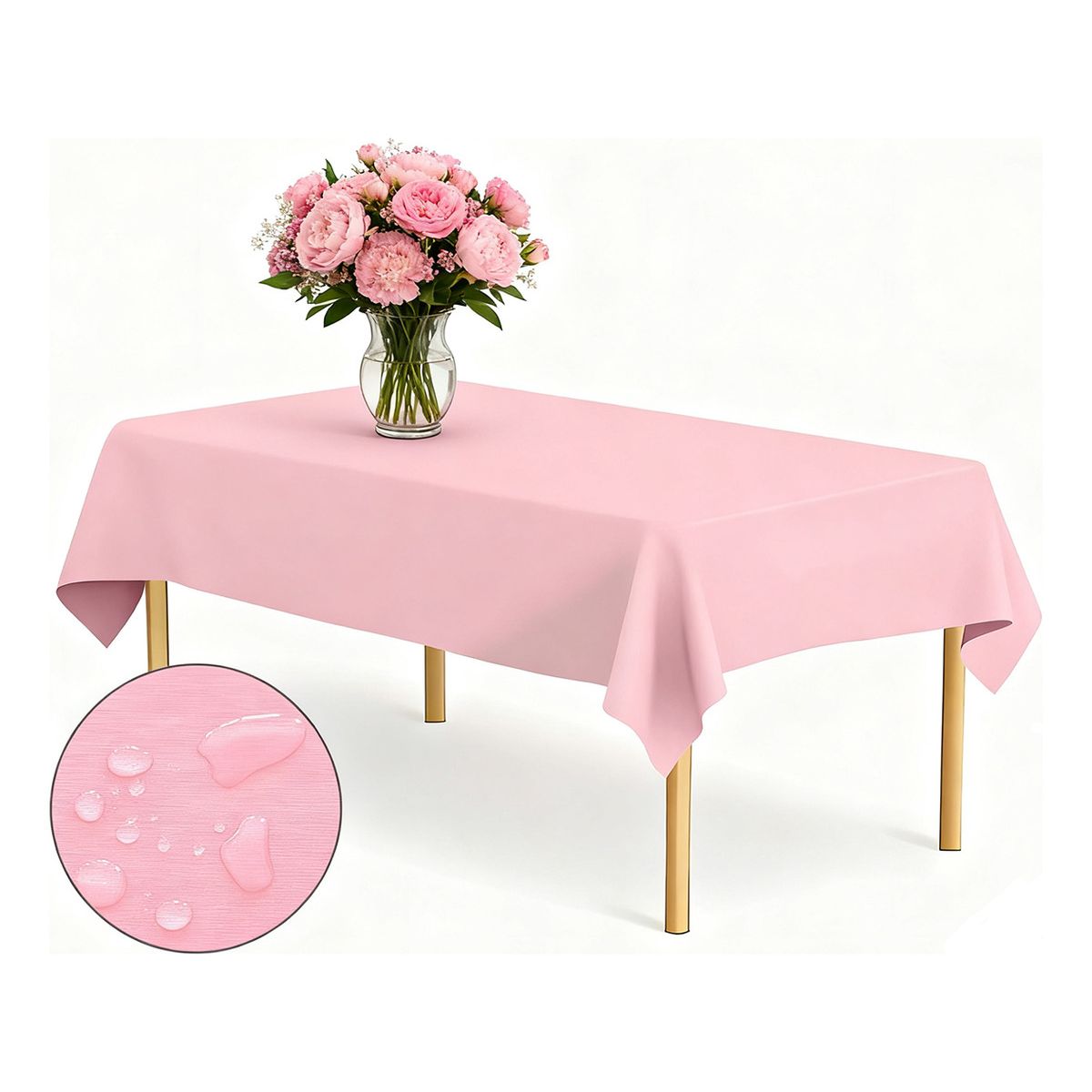 GENERICO - 2 Manteles Rectangular De Peva 137x274cm Para Fiesta-Rosa