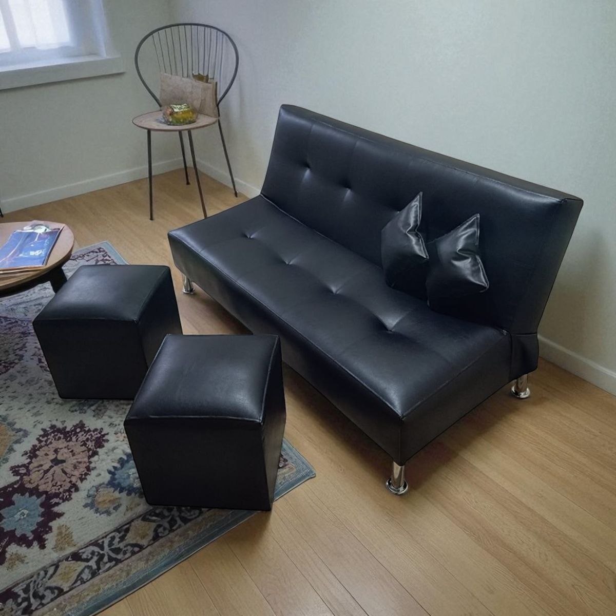 GENERICO - Futón Sally, sofa cama 3 cuerpos, juego de living eco cuero